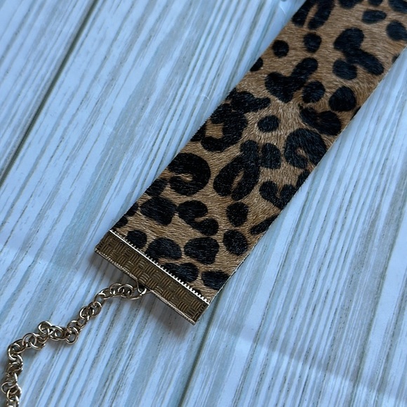 Free People Rebellion Pony Hair Leopard Print Choker Necklace with Dust … - Picture 4 of 6